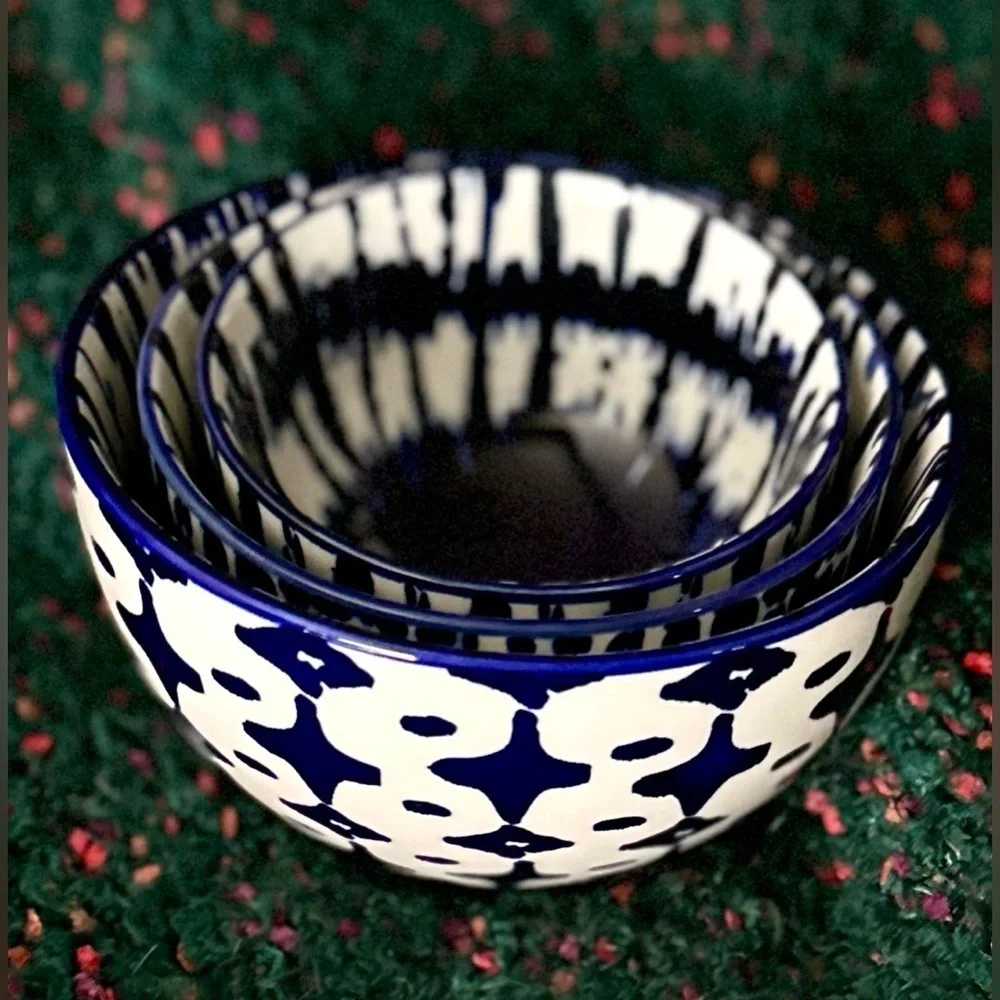 ‼️RARE‼️🎸West Elm🎸🔥NWOT🔥INDIGO TIE-DYE Nesting Bowl Set(3)